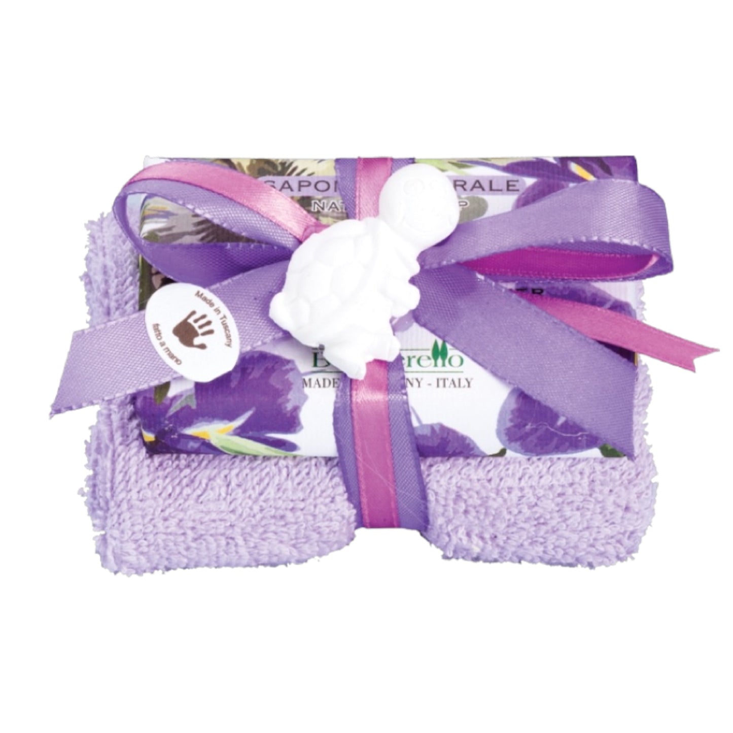 Bolgherello Passion Flower and Iris Soap and Hand Towel Set