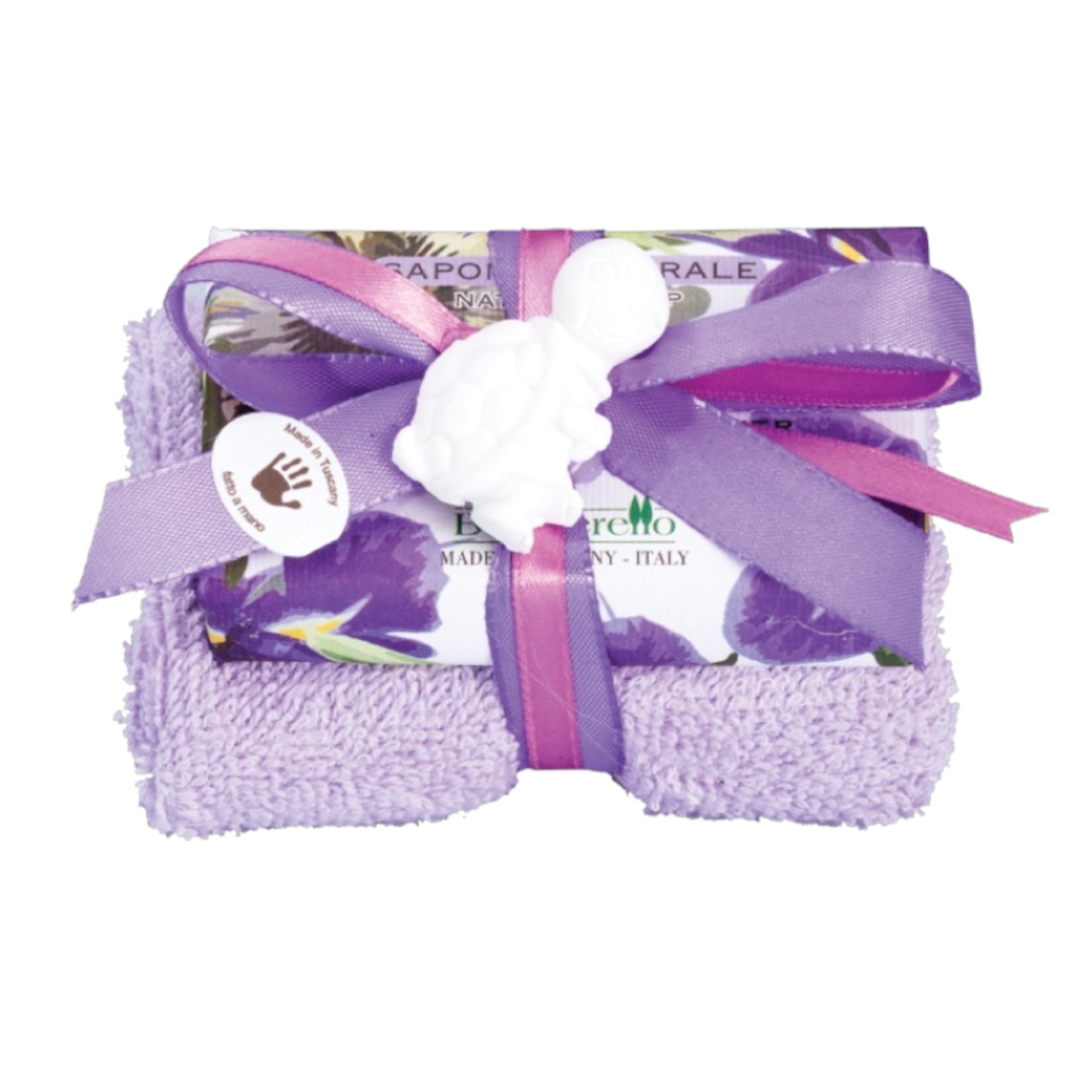 Bolgherello Passion Flower and Iris Soap and Hand Towel Set
