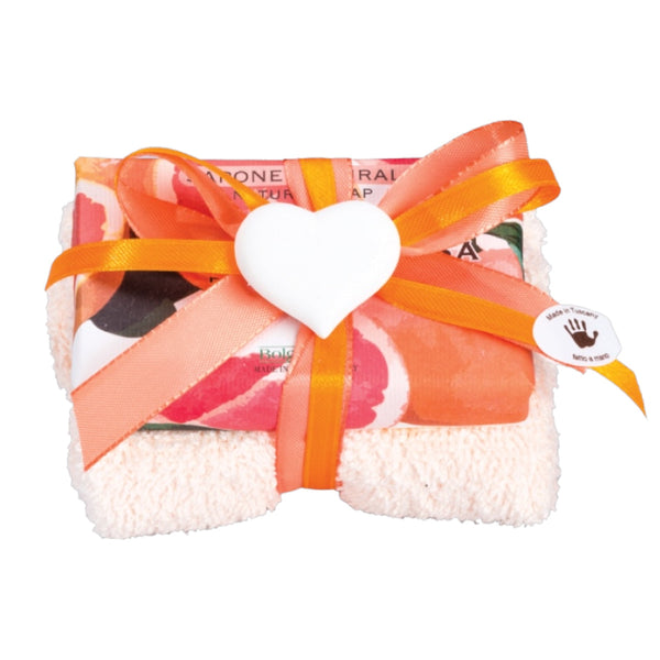 Bolgherello Pink Grapefruit Soap and Hand Towel Set