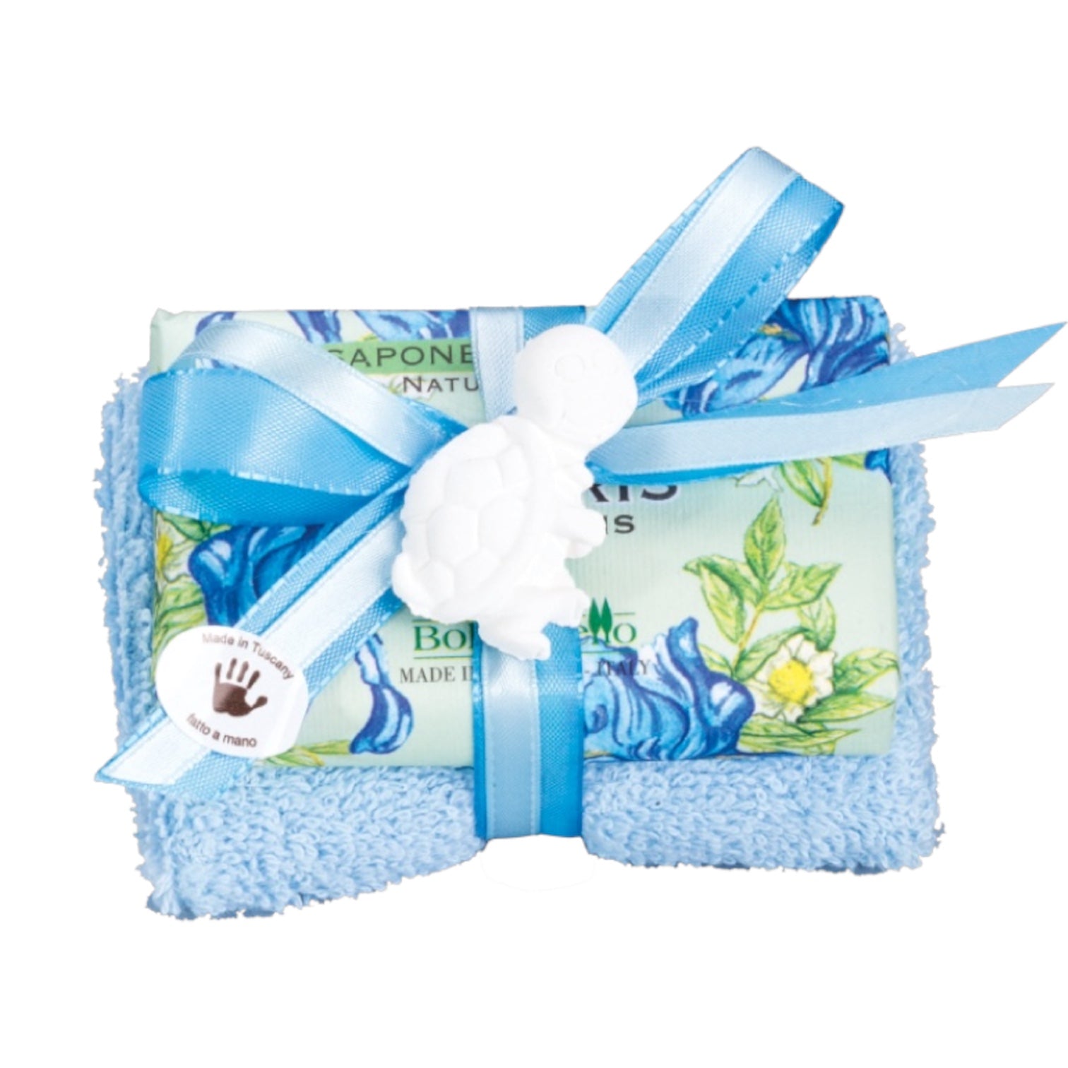 Bolgherello Tea and Iris Soap and Hand Towel Set