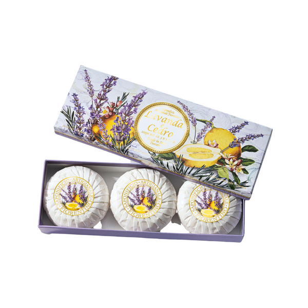 Saponificio Artigianale Fiorentino Lavender and Cedar 3-Piece Soap Set