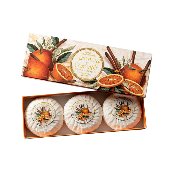 Saponificio Artigianale Fiorentino Orange and Cinnamon 3-Piece Soap Set