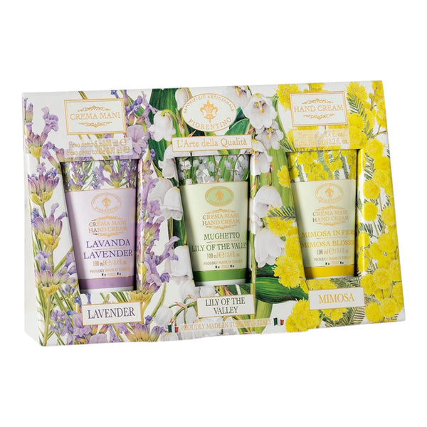 Saponificio Artigianale Fiorentino Lily of the Valley, Mimosa, Lavender Hand Cream Gift Set
